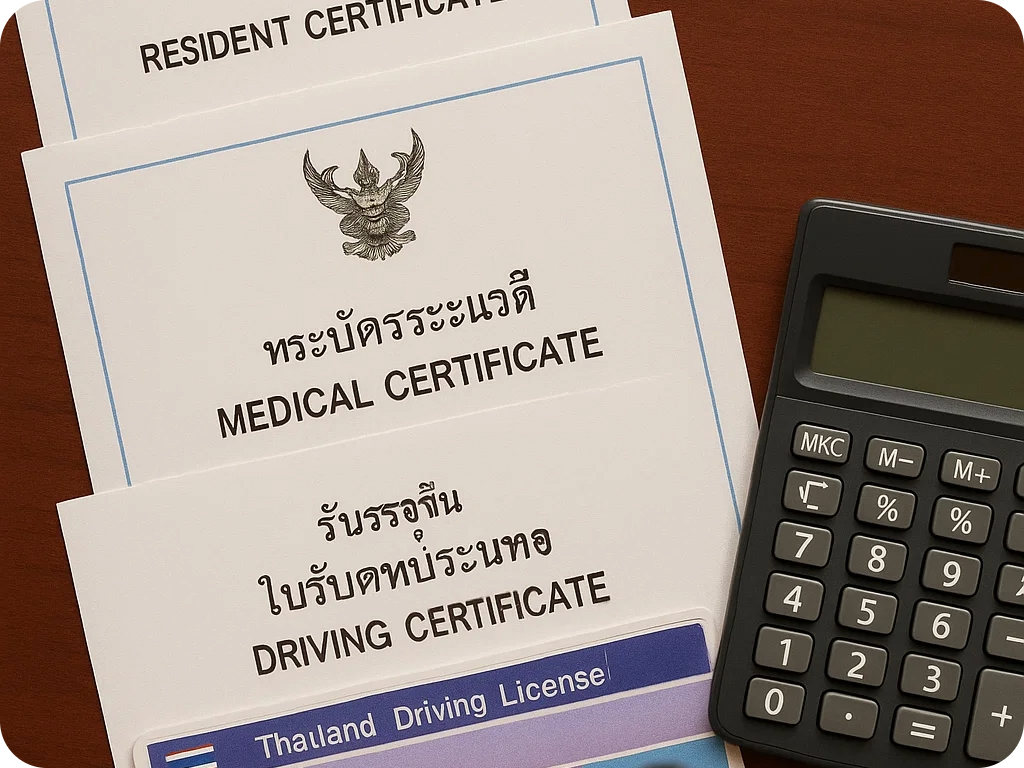 Prices for Thai driving license services